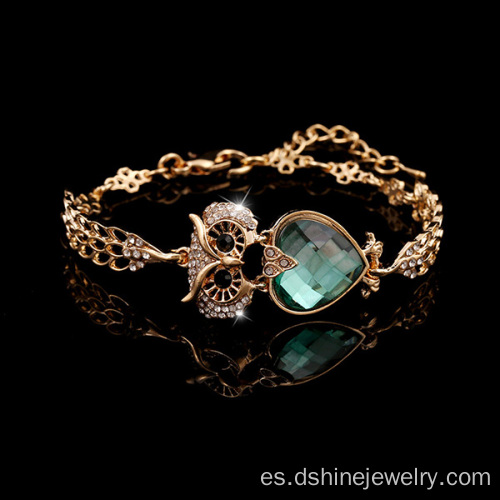 Animal con forma de cristal pulsera brazalete de joyería nupcial de buho